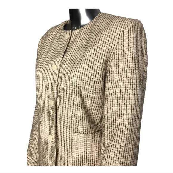 Emma James Tweed Lined Button Front Blazer Cream Size Medium - Picture 3 of 8